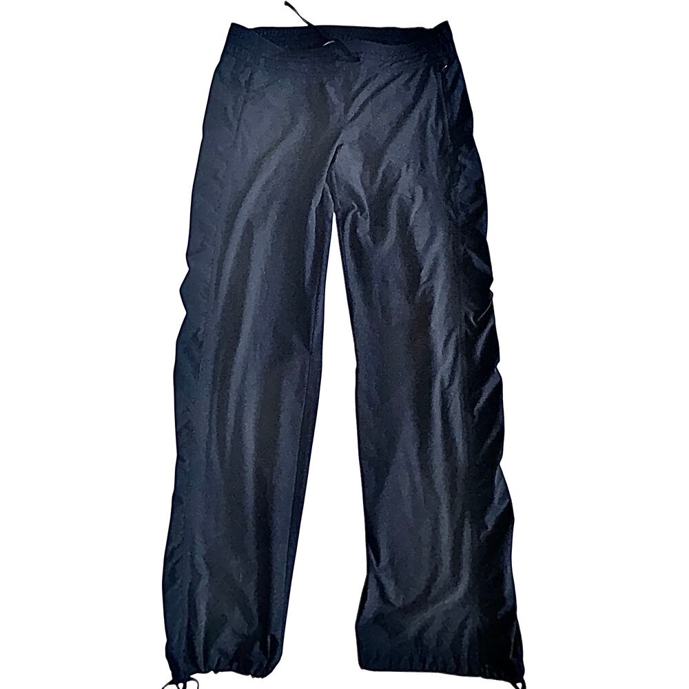 EUC Athleta La Viva Ruched Side Stretch 4 Zip Pockets Dance Pant Black Size 12